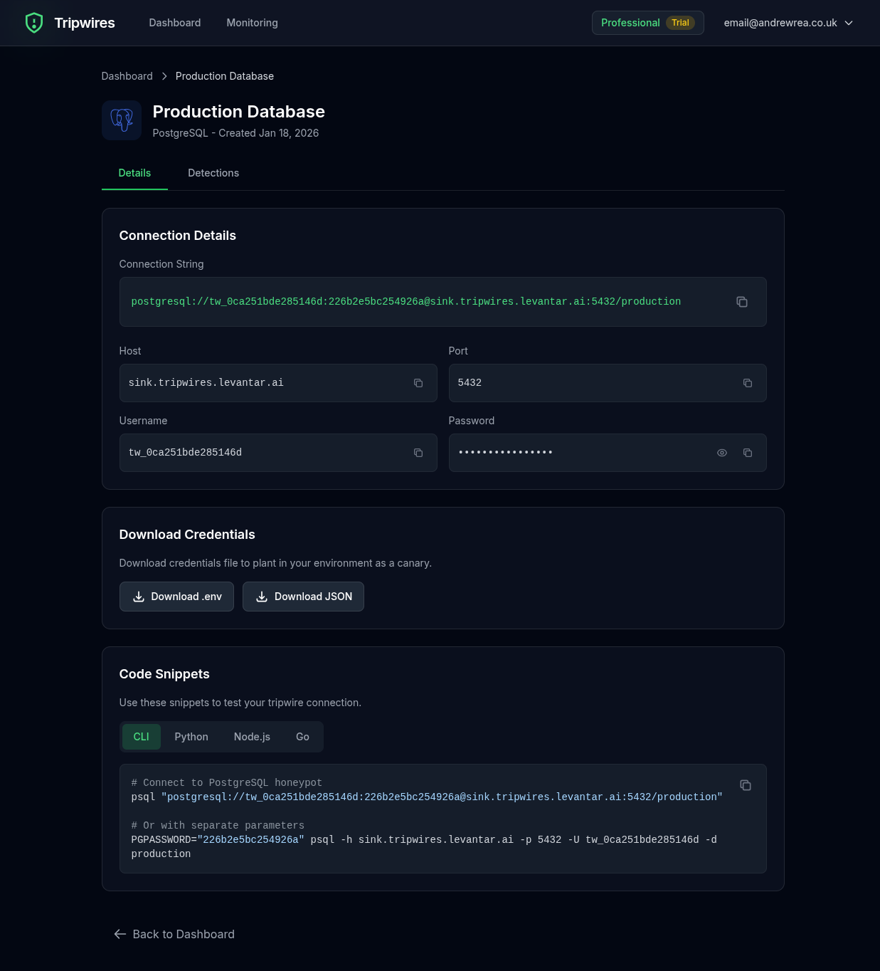 Tripwire credentials