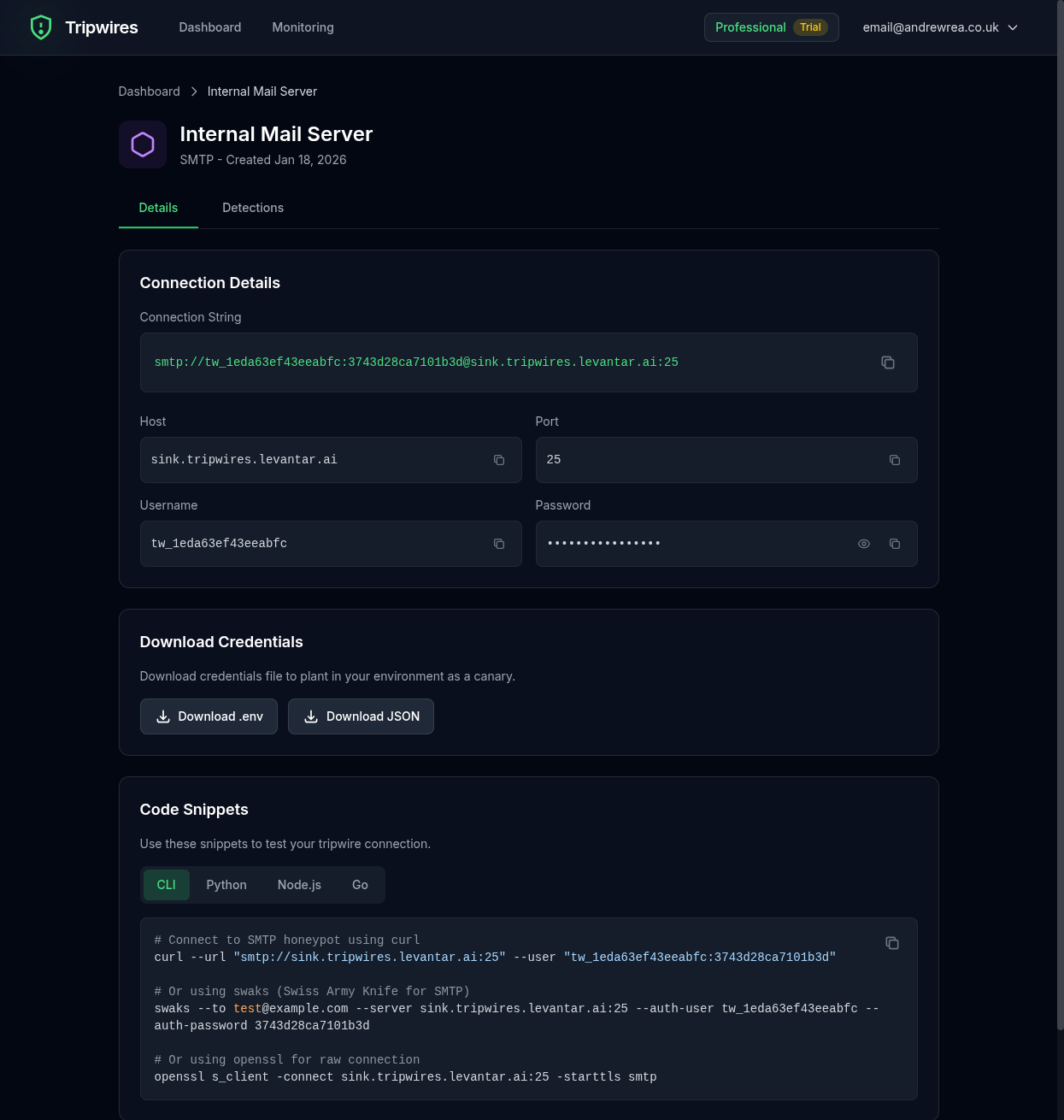 SMTP tripwire details